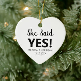 Sie sagte Yes custom Foto Verlobung Weihnachten Keramik Ornament