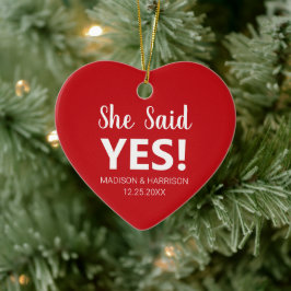 Sie sagte Yes custom Foto Verlobung Weihnachten Keramik Ornament