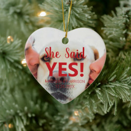 Sie sagte Yes custom Foto Verlobung Weihnachten Keramik Ornament