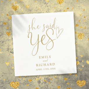 Sie sagte Yes Engagement Party Elegant Gold Serviette