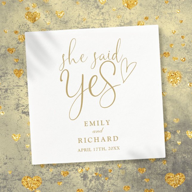Sie sagte Yes Engagement Party Elegant Gold Serviette (She Said Yes Engagement Party Elegant Gold Napkins)