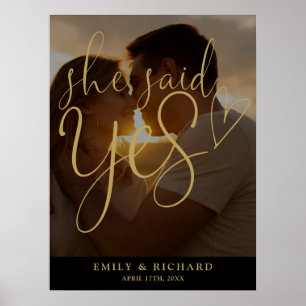 Sie sagte Yes Engagement Party Foto Willkommenszei Poster