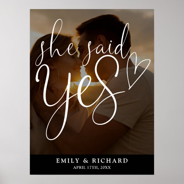 Sie sagte Yes Engagement Party Foto Willkommenszei Poster (Vorne)