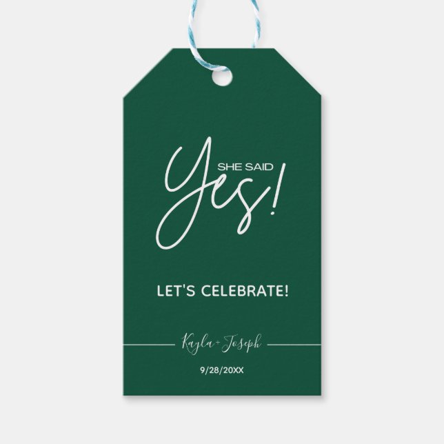 Sie sagte "Yes Engagement Party" Geschenkanhänger (Vorderseite)