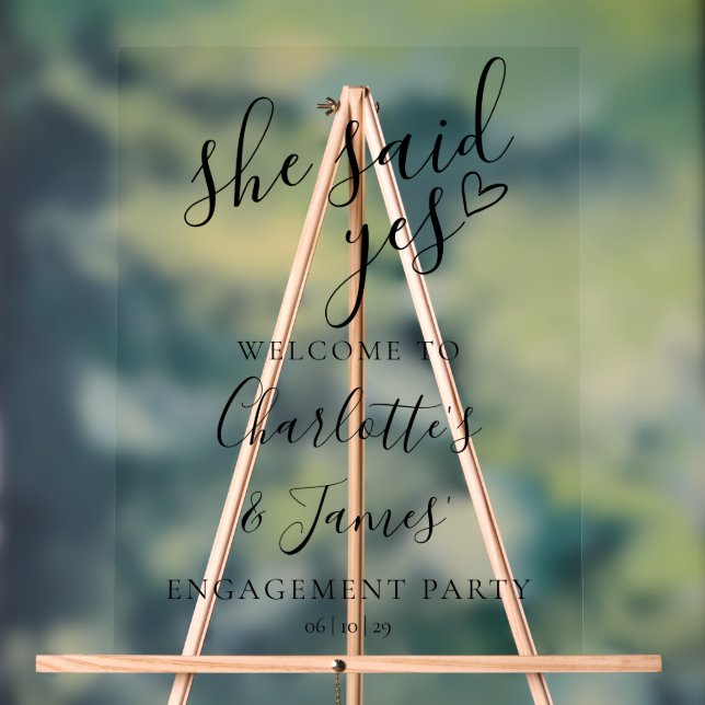 Sie sagte "Yes Engagement Party Willkommen Acrylschild (Neutral)