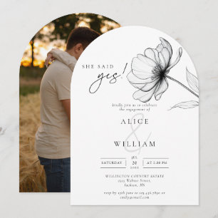 Sie sagte Yes Floral Foto Engagement Party Arch Einladung