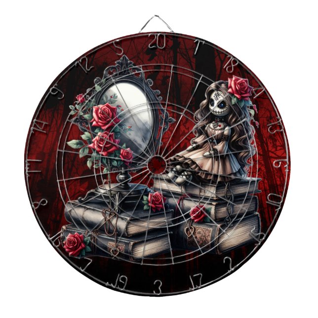 Sie schaut zu dartscheibe (vorne)