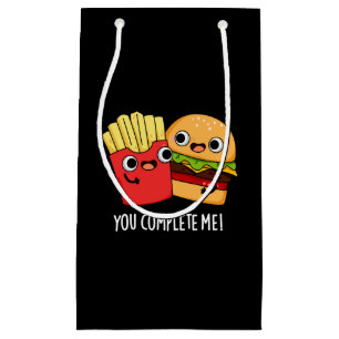 Sie schließen mich Funny Burger Fries Pun Dark BG Kleine Geschenktüte