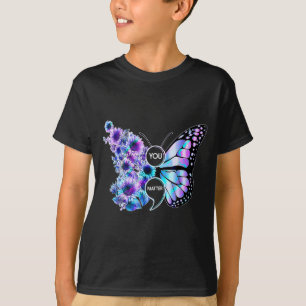 Sie Schmetterling Sonnenblume Suizidprävention Awa T-Shirt