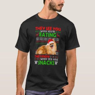 Sie sehen dich, wenn du Spitz Santa U isst T-Shirt