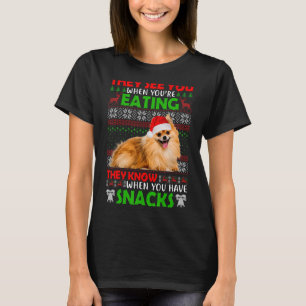 Sie sehen dich, wenn du Spitz Santa U isst T-Shirt