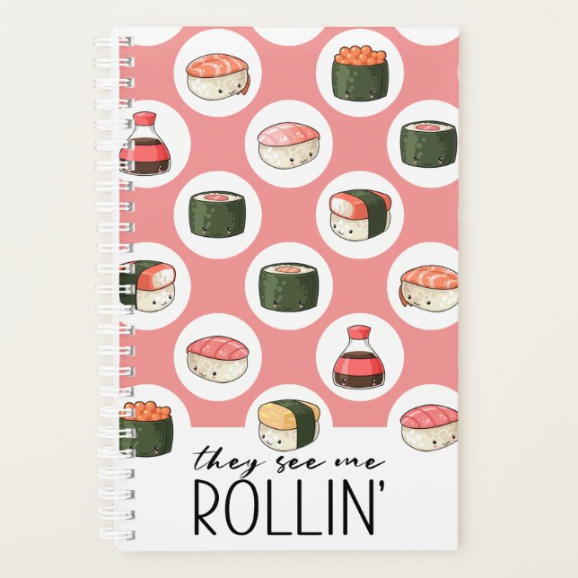 Sie sehen Me Rollin' Kawaii Fun Sushi Rolls & Dots Planer (Vorderseite)