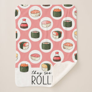 Sie sehen Me Rollin' Kawaii Fun Sushi Rolls & Dots Sherpadecke