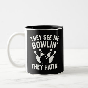 SIE SEHEN MICH BOWLING SIE HASSEN ZWEIFARBIGE TASSE