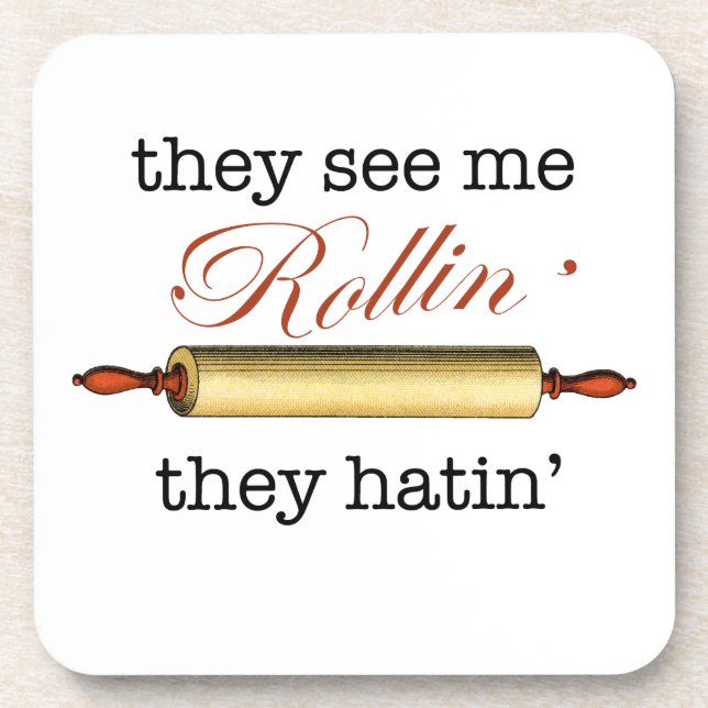 Sie sehen mich Rollin' - Vintager Funny Baker Untersetzer (Vorderseite)
