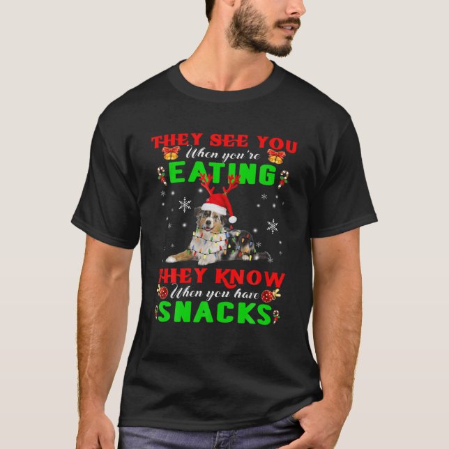 Sie sehen, wie du Reindeer Santa Australia Sheph i T-Shirt (Vorderseite)