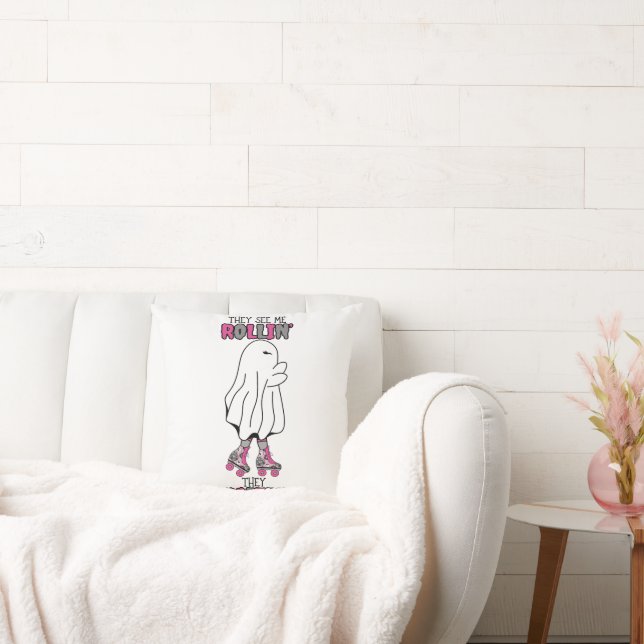 Sie sehen, wie ich den rosa Retroghost ausschalte Kissen (Liege)