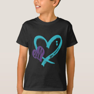 Sie Selbstmordpräventionsbewusstsein Türkis Lila H T-Shirt