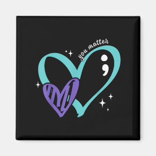 Sie Selbstmordpräventionsbewusstsein Türkis & Lila Magnet
