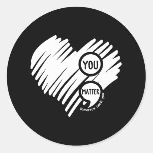 Sie Semicolon Herz Mental Health Awareness Runder Aufkleber