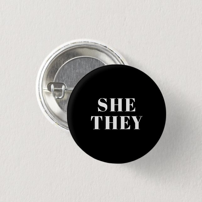 Sie, sie bevorzugten Pronouns Lgbtq Lgbt Pride Button (Vorne & Hinten)