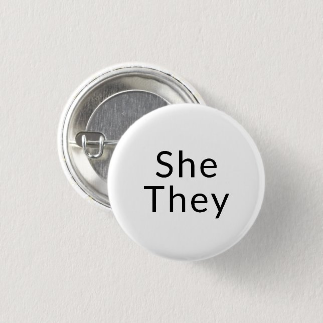 Sie, sie bevorzugten Pronouns Lgbtq Lgbt Pride Button (Vorne & Hinten)