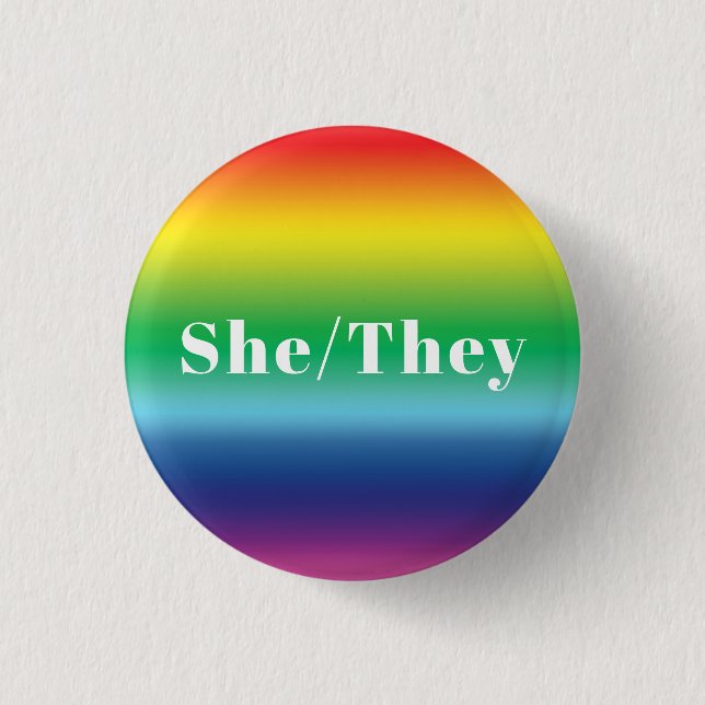 Sie, sie bevorzugten Pronouns Lgbtq Lgbt Pride Button (Vorderseite)