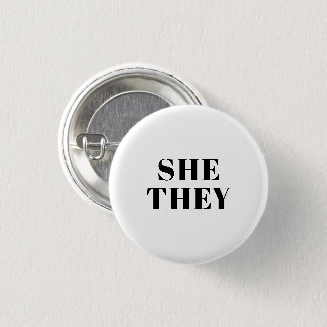 Sie, sie bevorzugten Pronouns Lgbtq Lgbt Pride Button (Vorne & Hinten)
