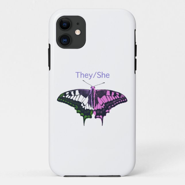 Sie/sie Frack-Schmetterling ohne Binärflagge Case-Mate iPhone Hülle (Rückseite)