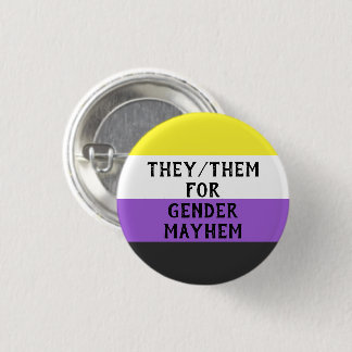 Sie/Sie für Gender Mayhem Button (auf Enby-Flag)