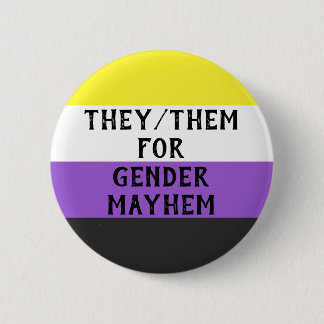 Sie/Sie für Gender Mayhem Button (auf Enby-Flag)