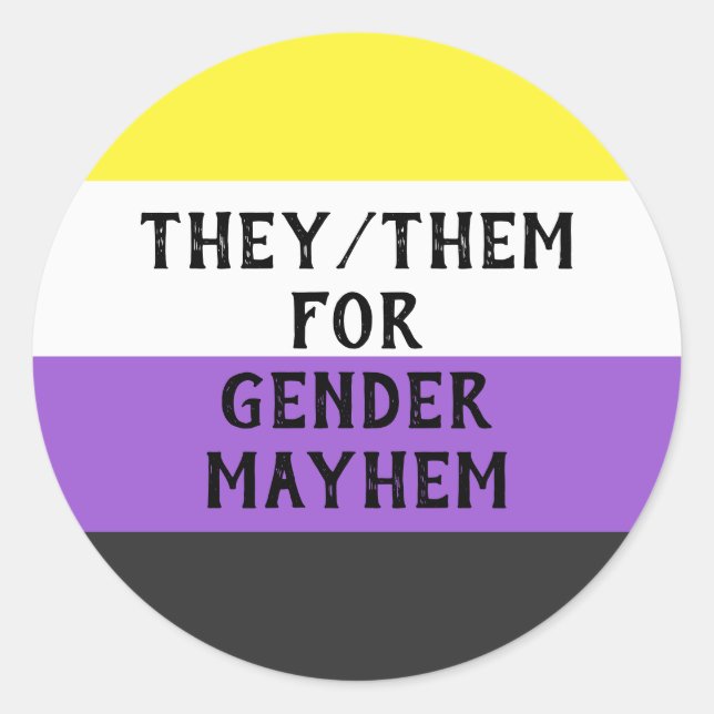 Sie/sie für Gender Mayhem Sticker (Enby-Fahne) (Vorderseite)