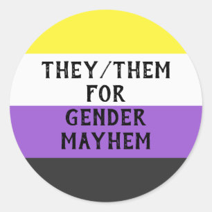 Sie/sie für Gender Mayhem Sticker (Enby-Fahne)