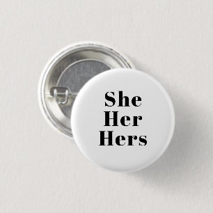 Sie, sie, ihr Schwarz-weißes Geschlecht Pronouns L Button