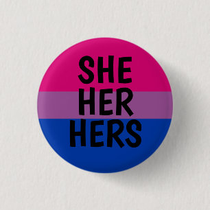 sie/sie/ihre bisexuelle Stolzflagge der Pronomina Button