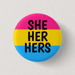 sie/sie/ihre pansexual Stolzflagge der Pronomina Button