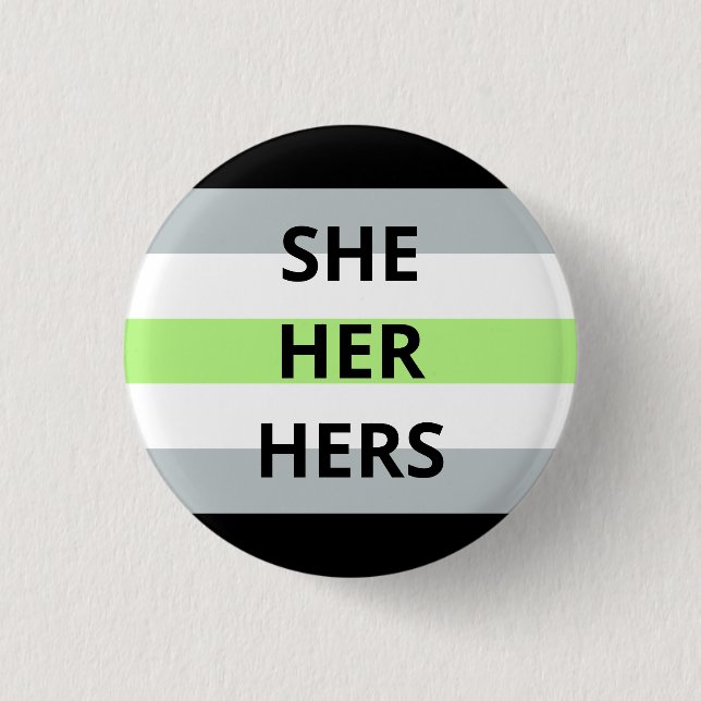Sie/sie/ihre Pronomina Agender Abzeichen Button (Vorderseite)