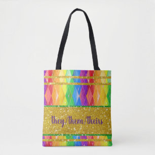 sie sie ihre pronoun Glitzer Regenbogen Raute