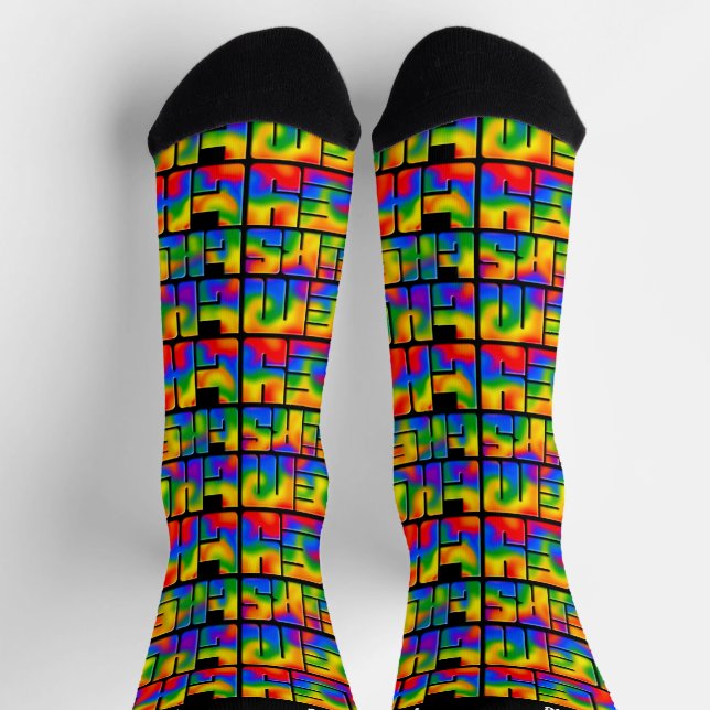Sie sie ihre Pronouns Rainbow Krawatte Die Socken (Oben)