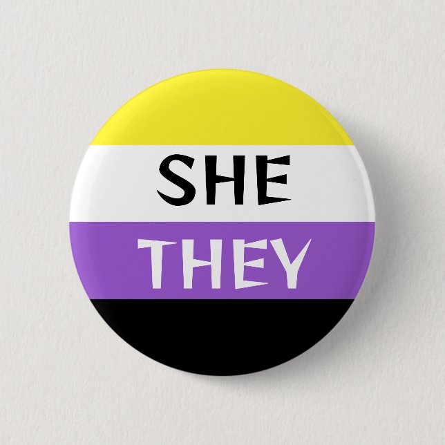 Sie/sie nicht binäre Flag Farben Custom Pronoun Button (Vorderseite)