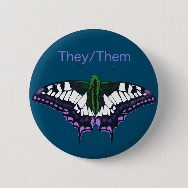 Sie/sie nicht binäre Stolz Frack Butterfly Button (Vorderseite)