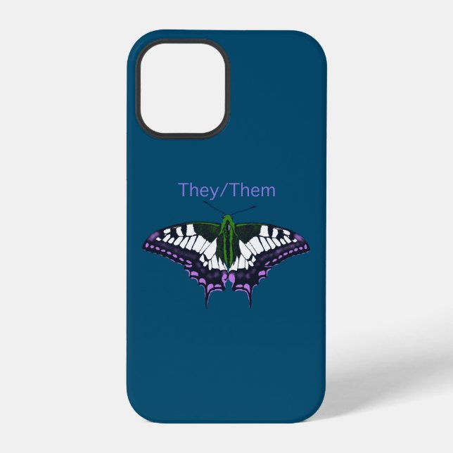 Sie/sie nicht binäre Stolz Frack Butterfly iPhone Hülle (Rückseite)