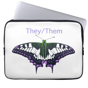 Sie/sie nicht binäre Stolz Frack Butterfly Laptopschutzhülle