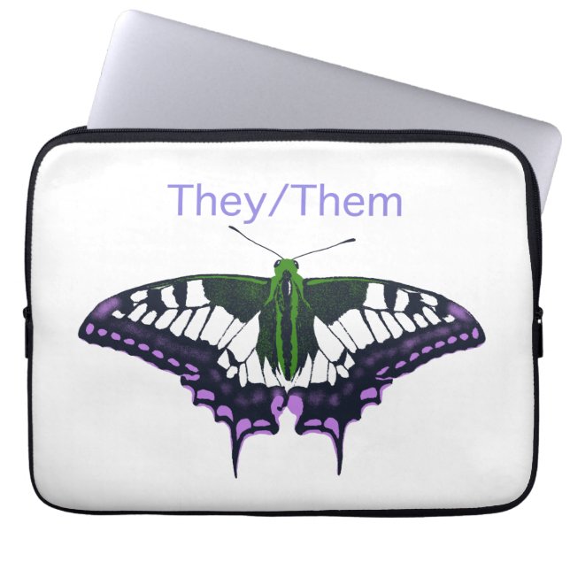 Sie/sie nicht binäre Stolz Frack Butterfly Laptopschutzhülle (Vorderseite)