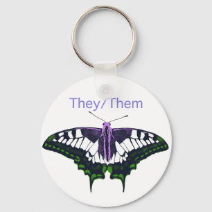 Sie/sie nicht binäre Stolz Frack Butterfly Schlüsselanhänger