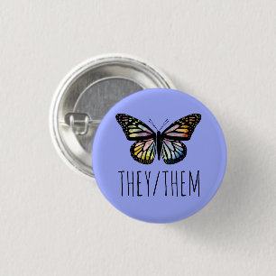 SIE/SIE Pronouns Aquarellblume Button