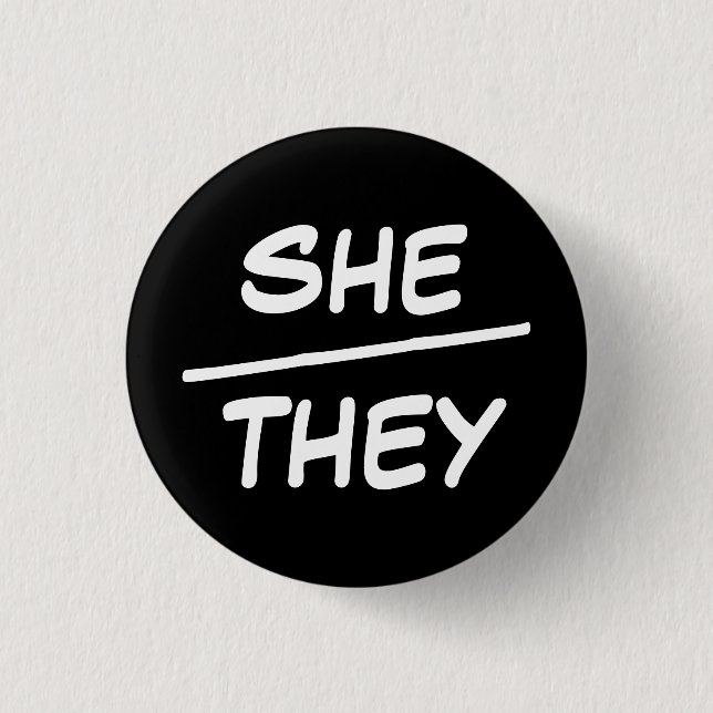Sie/sie Pronouns Black & White Abzeichen Button (Vorderseite)