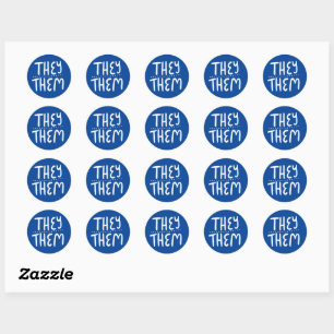SIE / SIE Pronouns Blue Handlettering Set von Runder Aufkleber