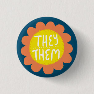 SIE / SIE Pronouns Blume Pride Handschrift Button