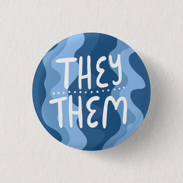 Sie/sie Pronouns farbenfroh handlettered blau Button (Vorderseite)